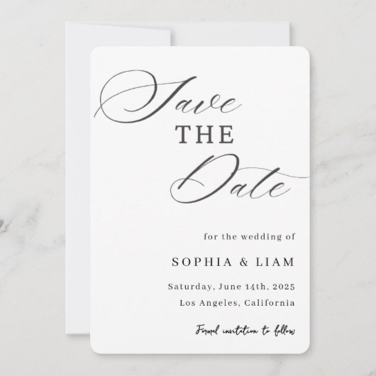 Elegant Minimalist Script Save the Date Card セーブザデート (正面)