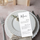 Elegant Minimalist Script Wedding Menu Card メニュー