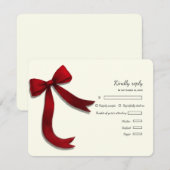 Elegant Minimalist Simple wedding red bow RSVP Car (正面/裏面)