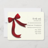 Elegant Minimalist Simple wedding red bow RSVP Car (正面)