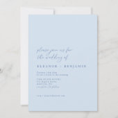 Elegant Minimalist Soft Blue Chic Script Wedding 招待状 (正面)