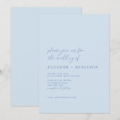 Elegant Minimalist Soft Blue Chic Script Wedding 招待状 (正面/裏面)