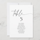 Elegant minimalist table number seating chart card (正面)
