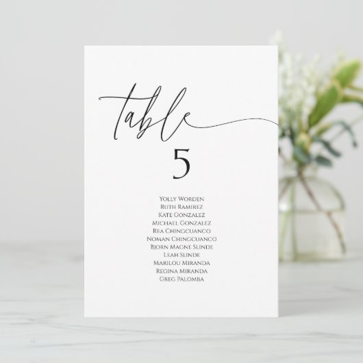 Elegant minimalist table number seating chart card (スタンド正面)
