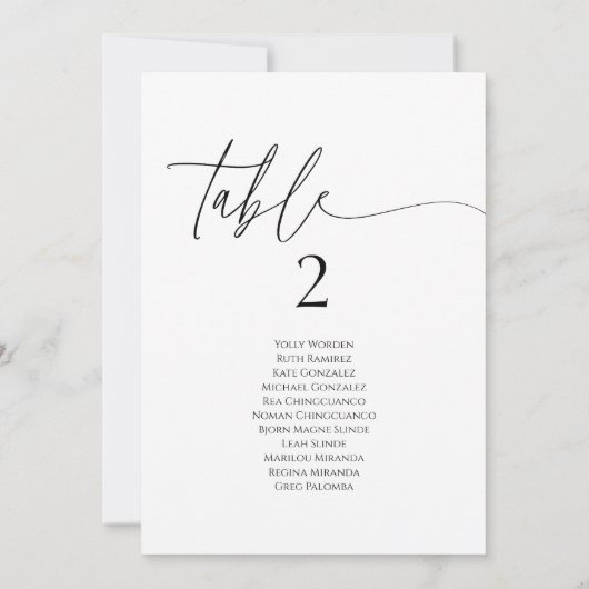 Elegant minimalist table number seating chart card (裏面)