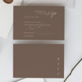 Elegant Minimalist Taupe Ivory Script Wedding 出欠カード