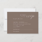 Elegant Minimalist Taupe Ivory Script Wedding 出欠カード (裏面)
