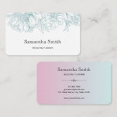 Elegant Minimalist Teal Green Floral Line Art 名刺 (正面/裏面)