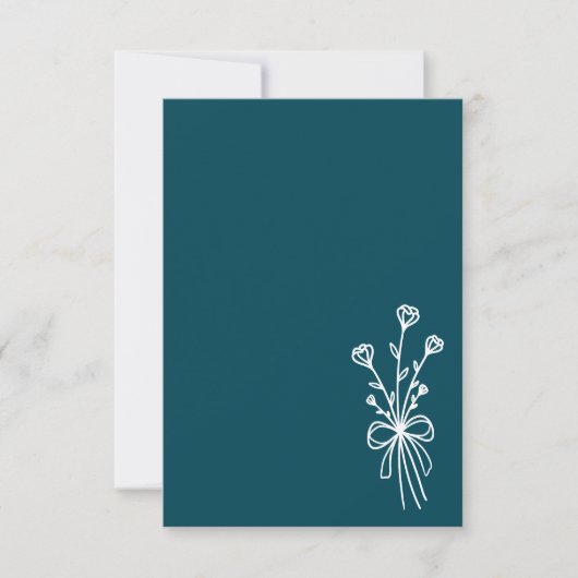 Elegant Minimalist Teal Wedding 招待状 (正面)