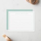 Elegant Minimalist Turquoise Two Border Ruled ノートカード (正面/裏面インサイチュ)