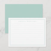 Elegant Minimalist Turquoise Two Border Ruled ノートカード (正面/裏面)
