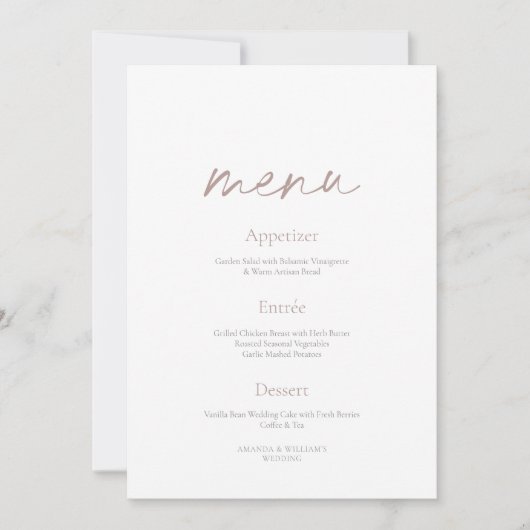 Elegant Minimalist Two-Sided Wedding Menu 招待状 (正面)