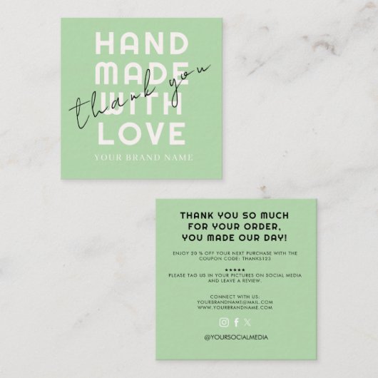 Elegant Minimalist Typography Olive Simple Square スクエア名刺 (正面/裏面)