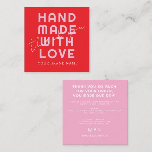 Elegant Minimalist Typography Simple Orange Square スクエア名刺 (正面/裏面)