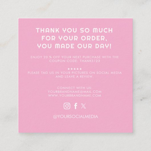 Elegant Minimalist Typography Simple Orange Square スクエア名刺 (裏面)