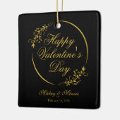 Elegant Minimalist Valentine's Day Floral Frame セラミックオーナメント (左)