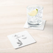 Elegant Minimalist Vino Before Vows Bridal Shower スクエアペーパーコースター (インサイチュ)