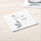 Elegant Minimalist Vino Before Vows Bridal Shower スクエアペーパーコースター (アングル)