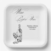 Elegant Minimalist Vino Before Vows Bridal Shower ペーパープレート (正面)