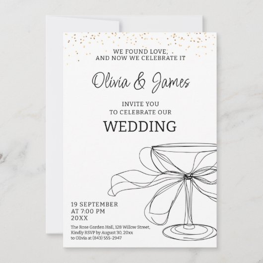 Elegant minimalist wedding celebration design 招待状 (正面)