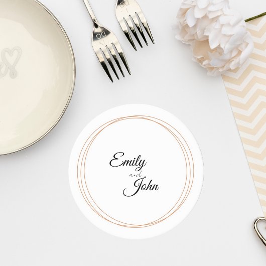 Elegant Minimalist Wedding Coaster ラウンドペーパーコースター