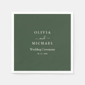 Elegant Minimalist Wedding Dark Green Classic Chic スタンダードカクテルナプキン (正面)