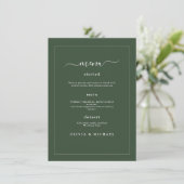 Elegant Minimalist Wedding Dark Green Classic Chic メニュー (スタンド正面)