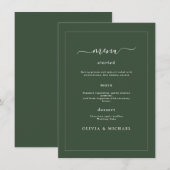 Elegant Minimalist Wedding Dark Green Classic Chic メニュー (正面/裏面)