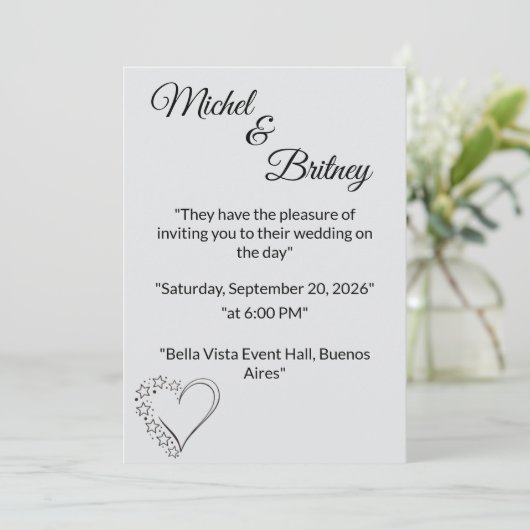 "Elegant Minimalist Wedding Invitation" 招待状 (スタンド正面)