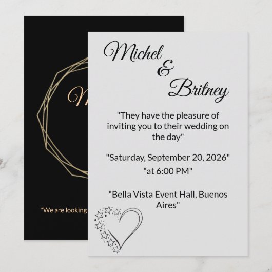 "Elegant Minimalist Wedding Invitation" 招待状 (正面/裏面)