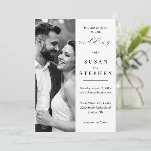 Elegant Minimalist Wedding Invitation Card 招待状 (スタンド正面)