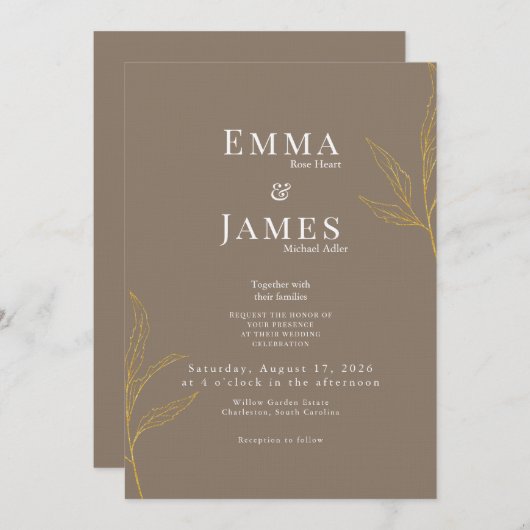 Elegant Minimalist Wedding Invitation | Modern 招待状 (正面/裏面)