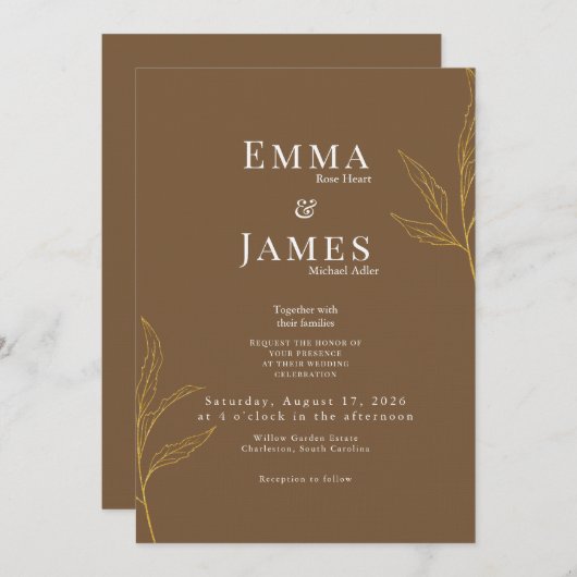 Elegant Minimalist Wedding Invitation | Modern 招待状 (正面/裏面)