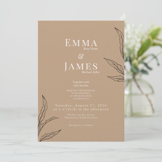 Elegant Minimalist Wedding Invitation | Modern 招待状 (スタンド正面)