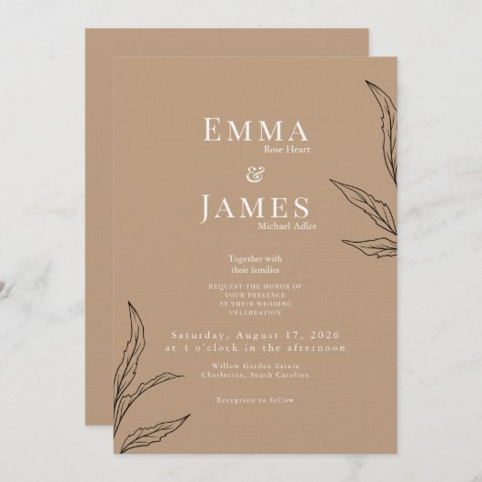 Elegant Minimalist Wedding Invitation | Modern 招待状 (正面/裏面)