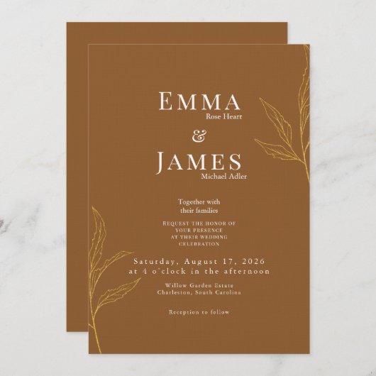 Elegant Minimalist Wedding Invitation | Modern 招待状 (正面/裏面)