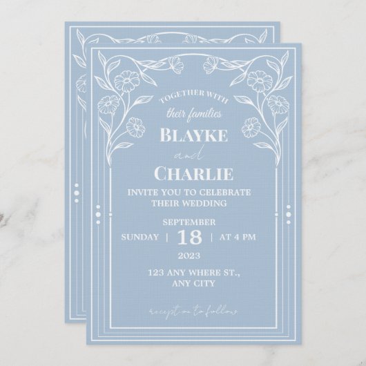 Elegant Minimalist Wedding Invitation | Modern 招待状 (正面/裏面)