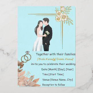 Elegant Minimalist Wedding Invitation Template 箔招待状