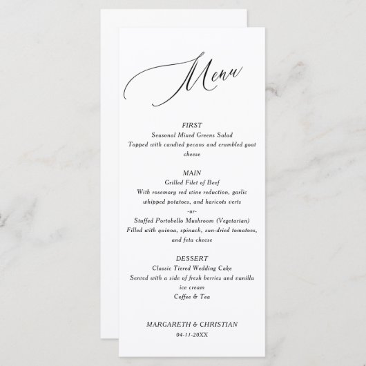 Elegant Minimalist Wedding Menu メニュー (正面/裏面)