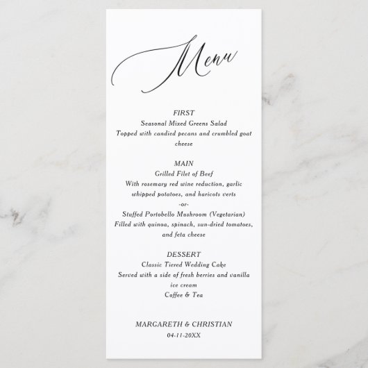 Elegant Minimalist Wedding Menu メニュー (正面)
