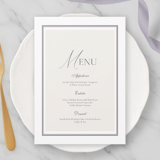 Elegant Minimalist Wedding Menu Card 招待状