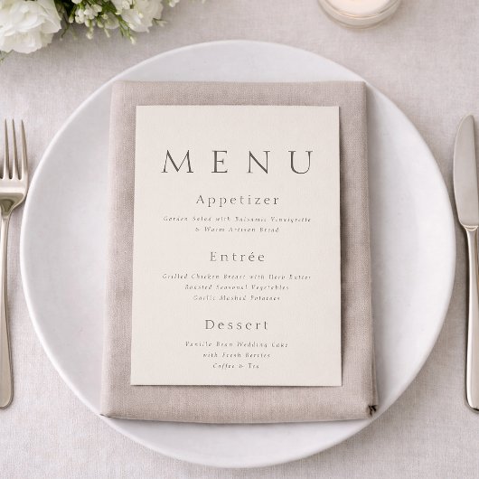 Elegant Minimalist Wedding Menu Card  招待状