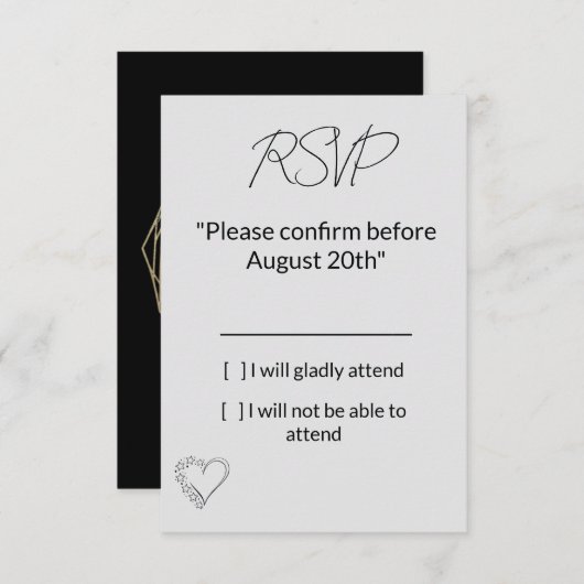 Elegant Minimalist Wedding RSVP Card (正面/裏面)