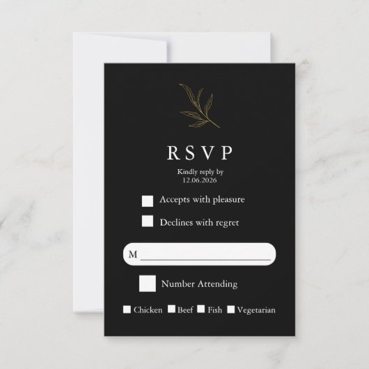 Elegant Minimalist Wedding RSVP Card Modern Simple (正面)