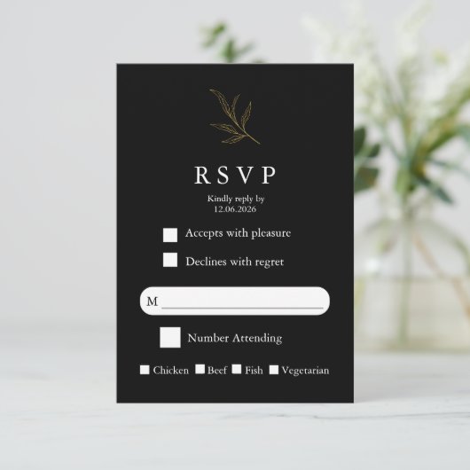 Elegant Minimalist Wedding RSVP Card Modern Simple (スタンド正面)