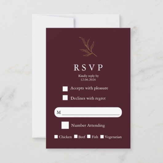 Elegant Minimalist Wedding RSVP Card Modern Simple (正面)