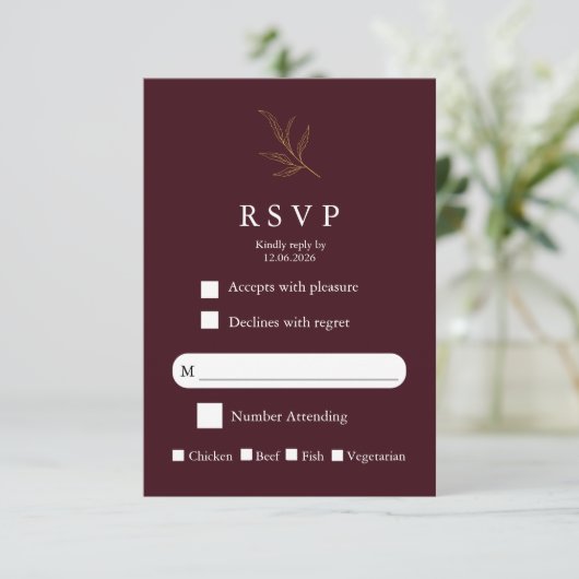 Elegant Minimalist Wedding RSVP Card Modern Simple (スタンド正面)