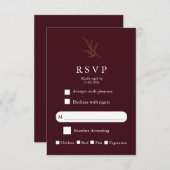 Elegant Minimalist Wedding RSVP Card Modern Simple (正面/裏面)