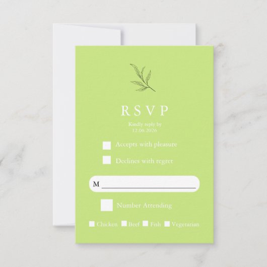 Elegant Minimalist Wedding RSVP Card Modern Simple (正面)