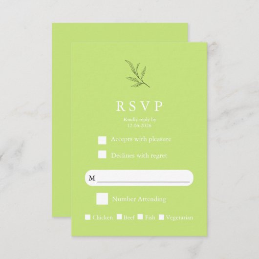 Elegant Minimalist Wedding RSVP Card Modern Simple (正面/裏面)